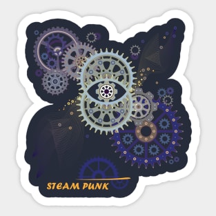 Steam punk with gears and vesica piscis Sticker